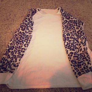 Cream and cheetah print long sleeve shirt